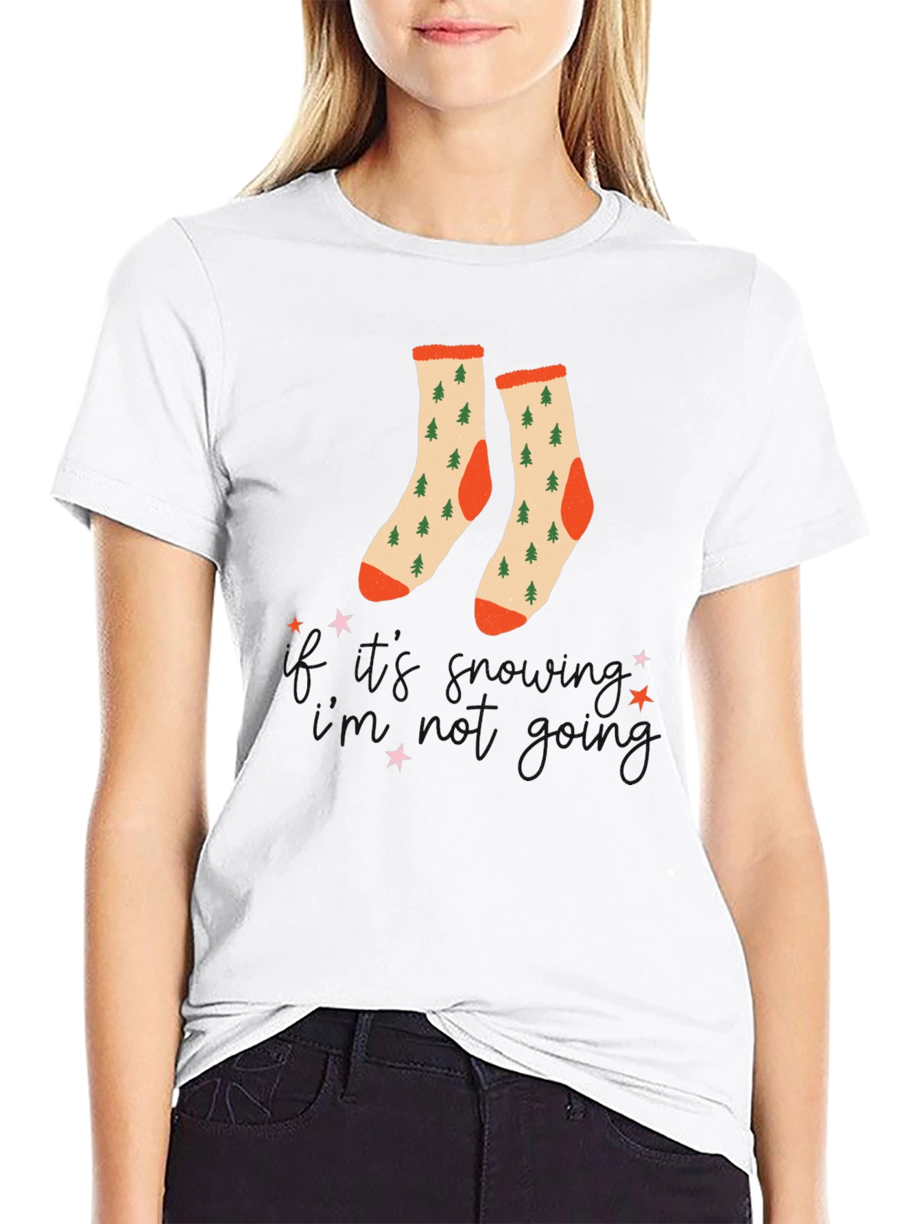 Festive Holiday Socks Graphic Tee - Christmas Style