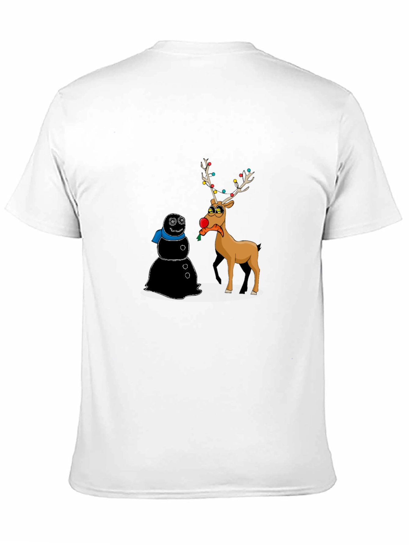 Funny Christmas T-Shirt: Cartoon Reindeer & Snowman