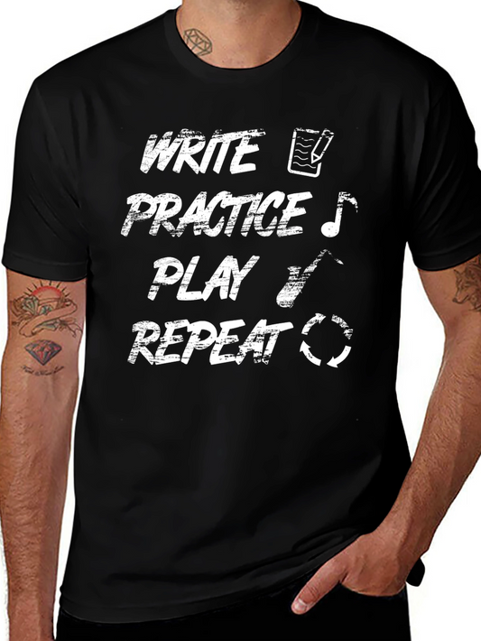 Write Practice Play Repeat Graphic T-Shirt