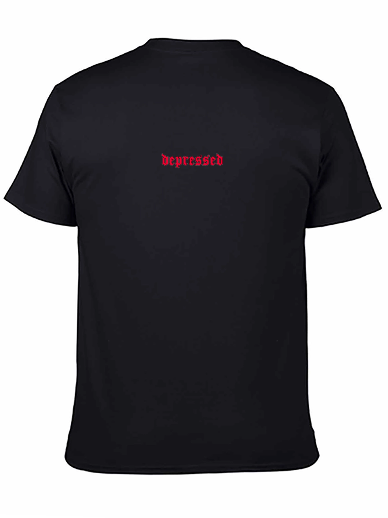 Edgy Embroidered Depressed Graphic Tee - Black