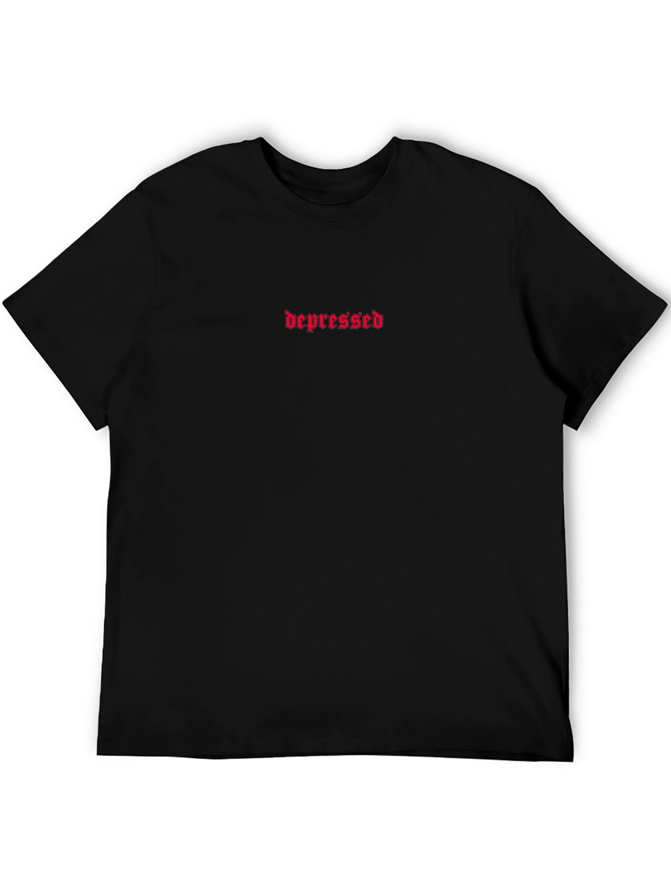 Edgy Embroidered Depressed Graphic Tee - Black