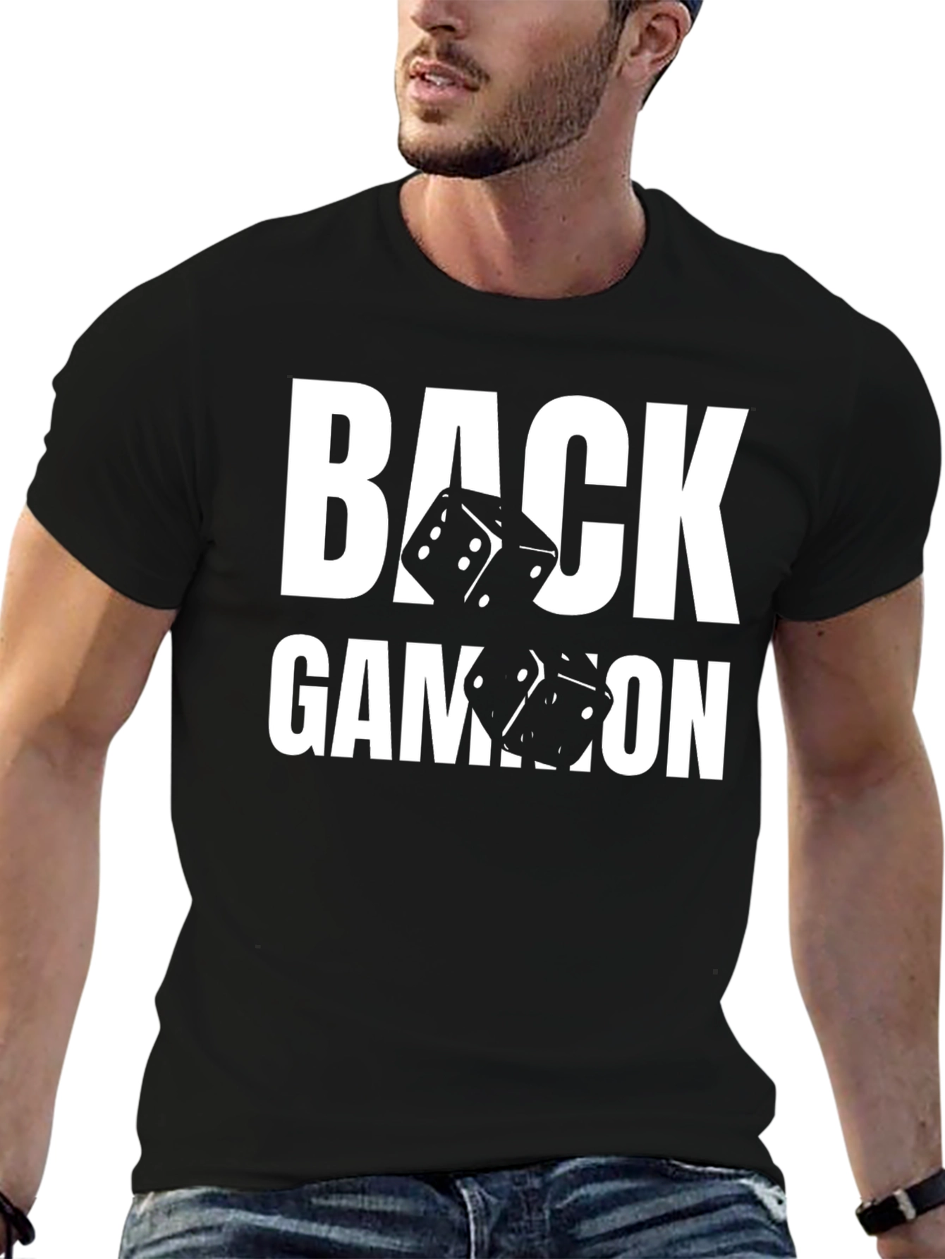 Backgammon Dice Graphic T-Shirt - Black