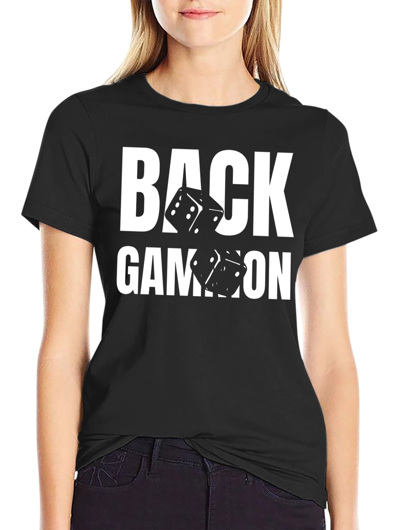 Backgammon Dice Graphic T-Shirt - Black