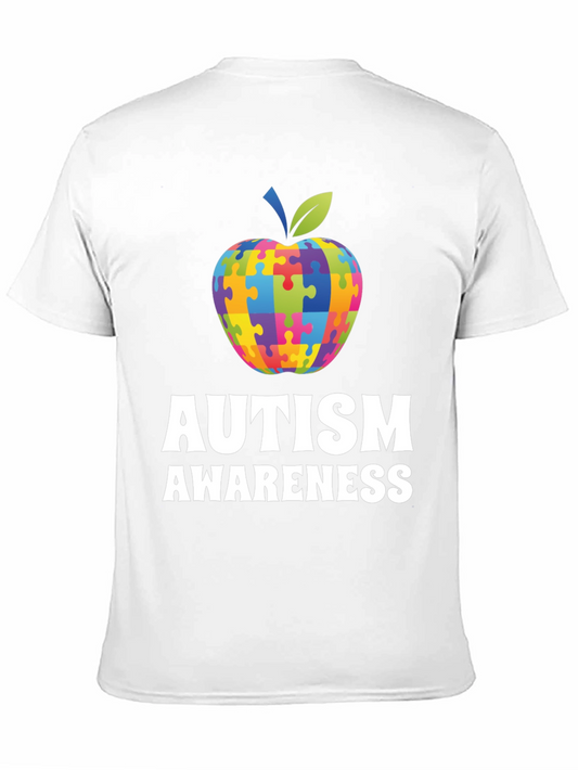 Autism Awareness Apple Puzzle Piece T-Shirt