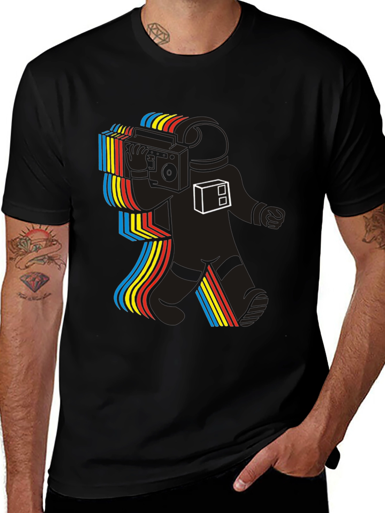 Retro Astronaut Graphic Tee - Space Tunes T-Shirt