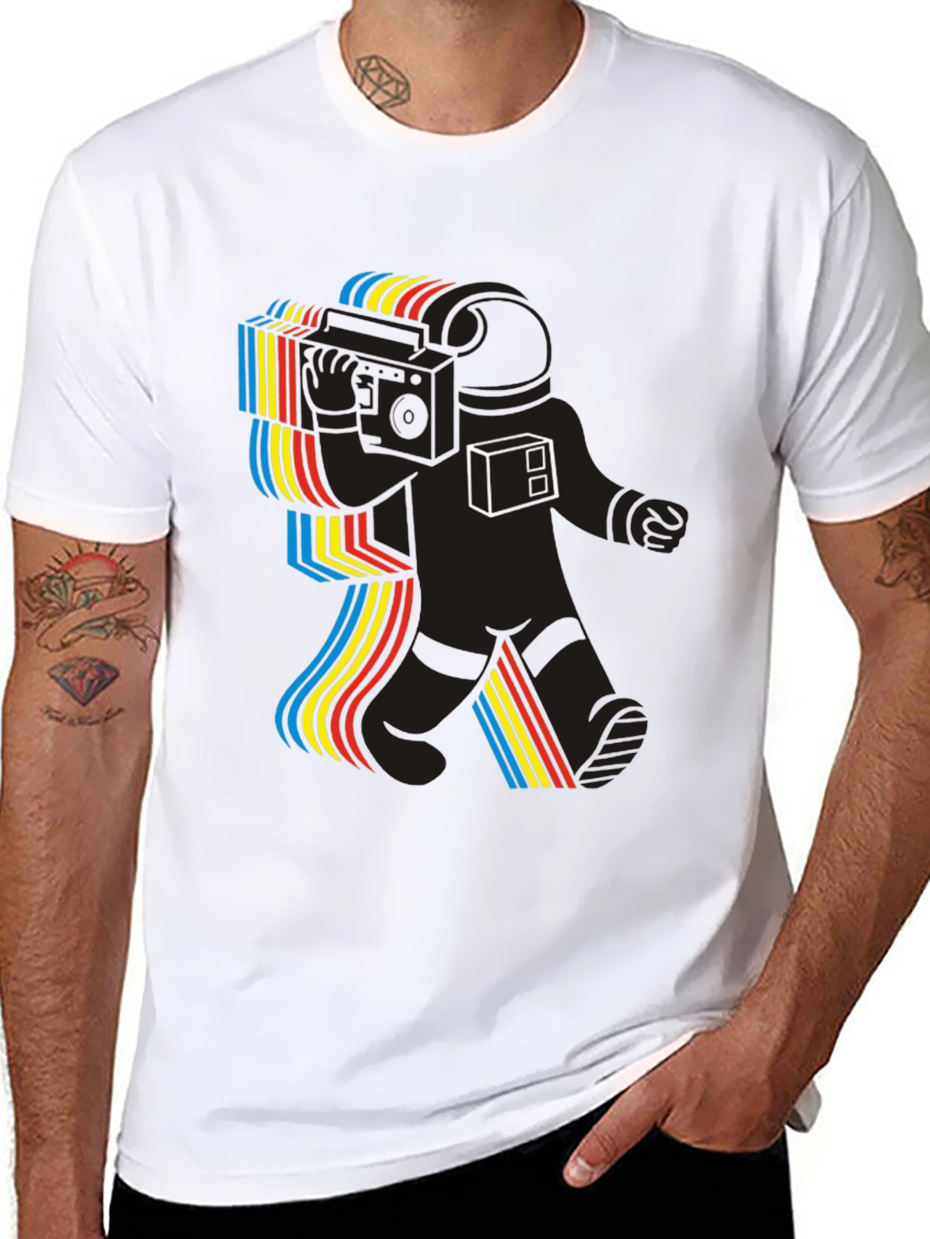 Retro Astronaut Graphic Tee - Space Tunes T-Shirt