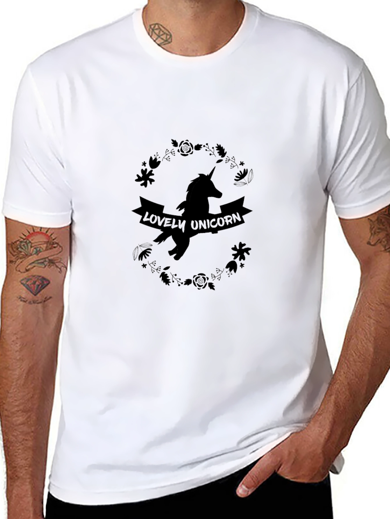 Lovely Unicorn Graphic Black T-Shirt