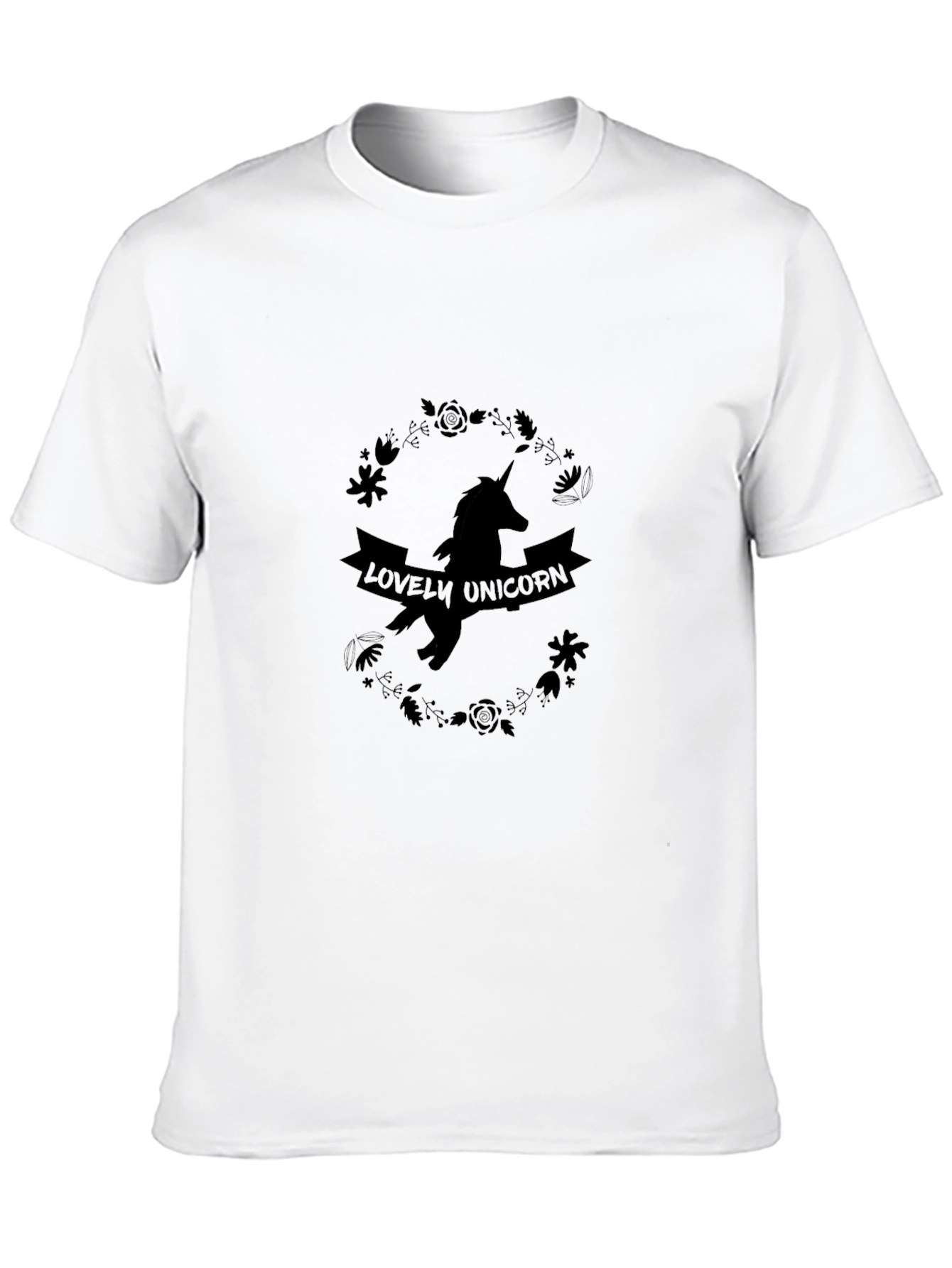 Lovely Unicorn Graphic Black T-Shirt