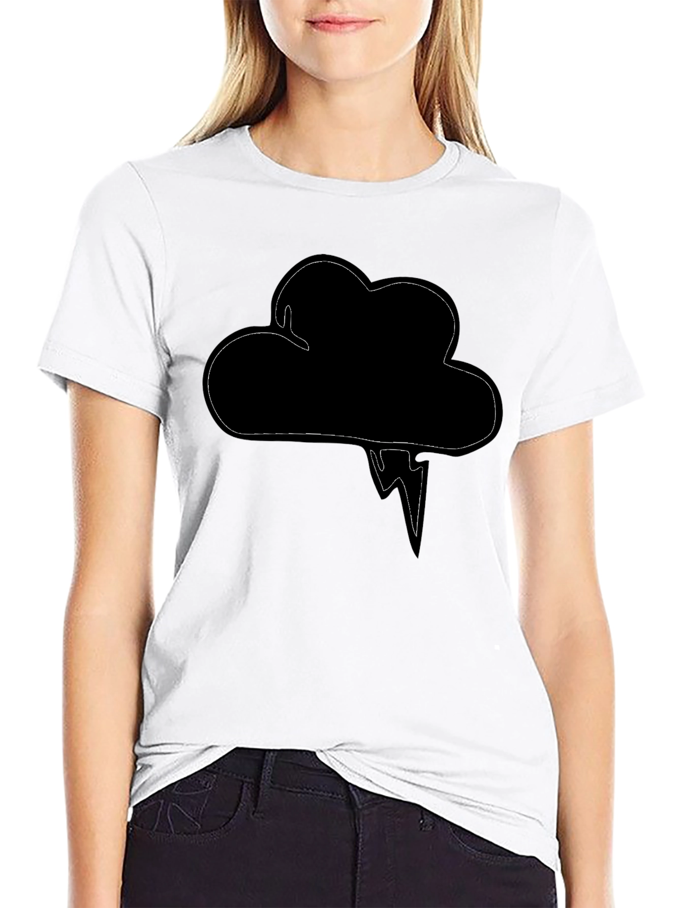 Cloud & Lightning Graphic Black T-Shirt