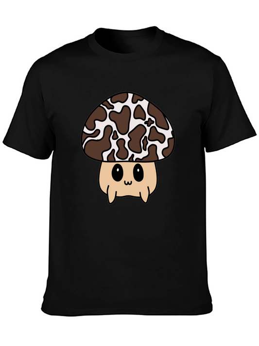 Cute Mushroom Graphic Tee - Black Unisex T-Shirt
