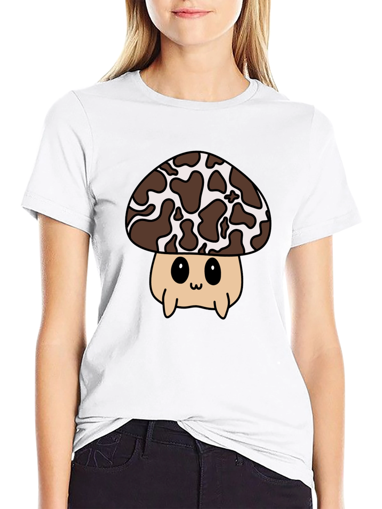 Cute Mushroom Graphic Tee - Black Unisex T-Shirt