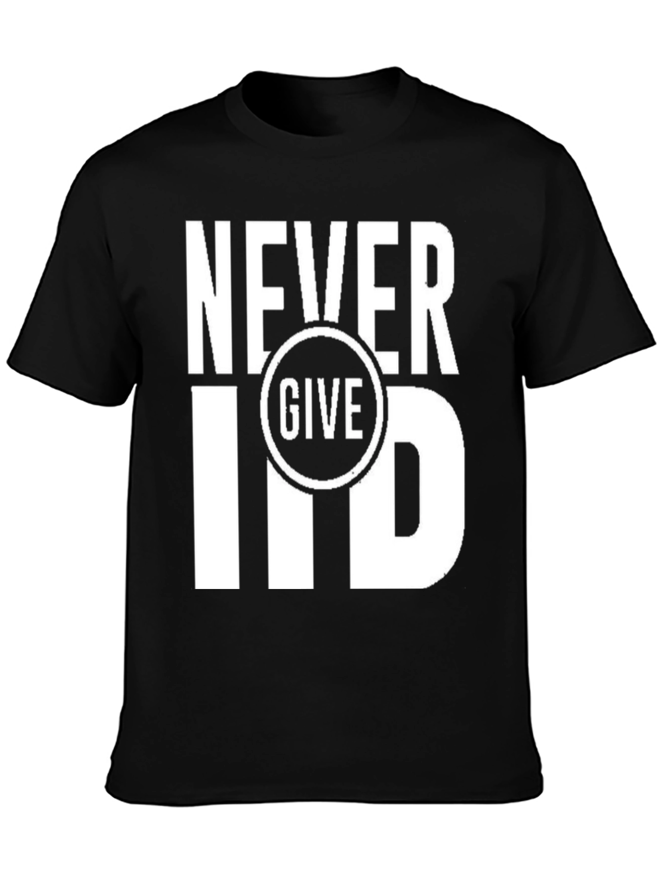 Never Give In T-Shirt - Motivational Black Tee