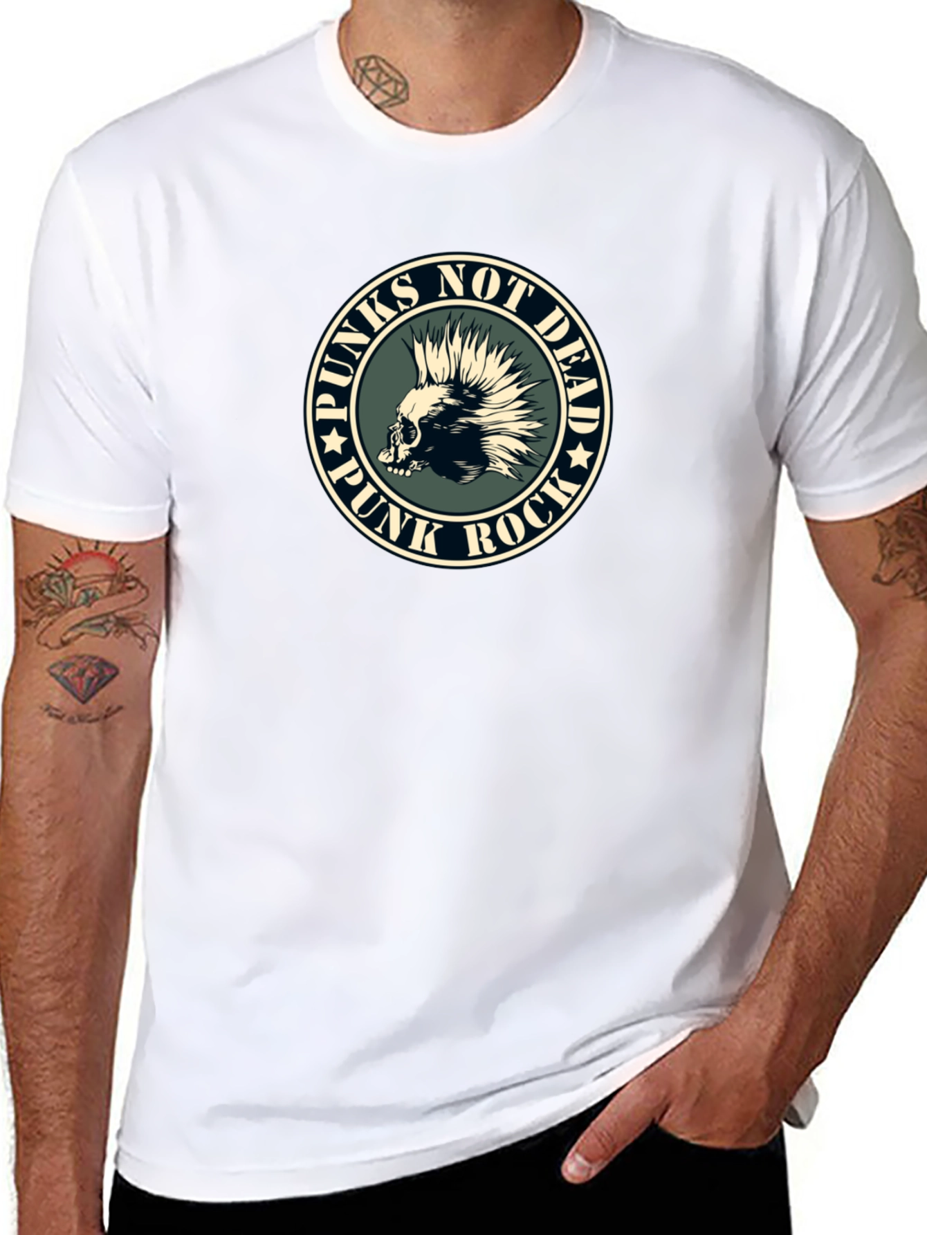 Punks Not Dead Skull Graphic T-Shirt - Rock Tee