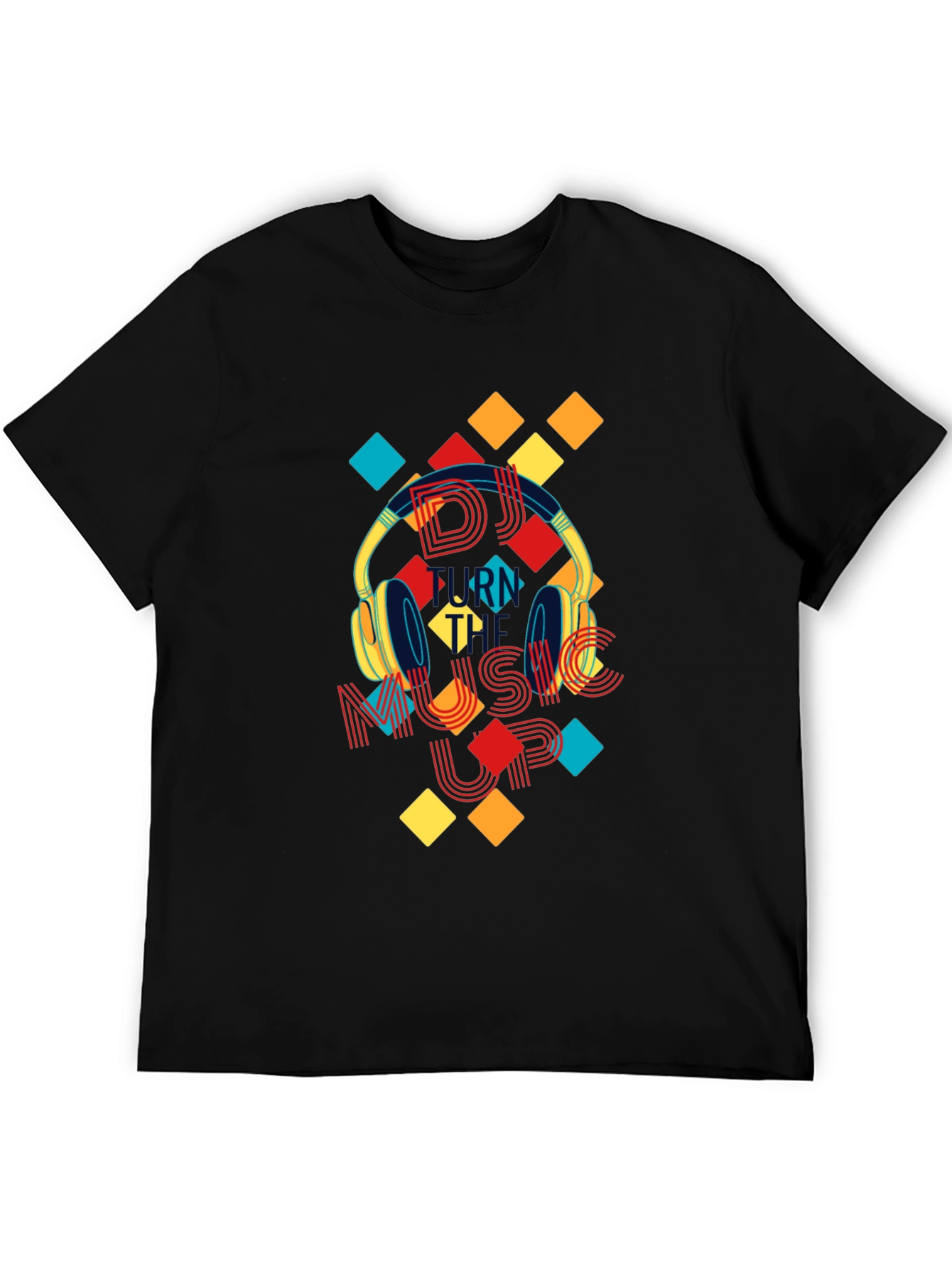 DJ Turn Up Music Graphic Print Black T-Shirt