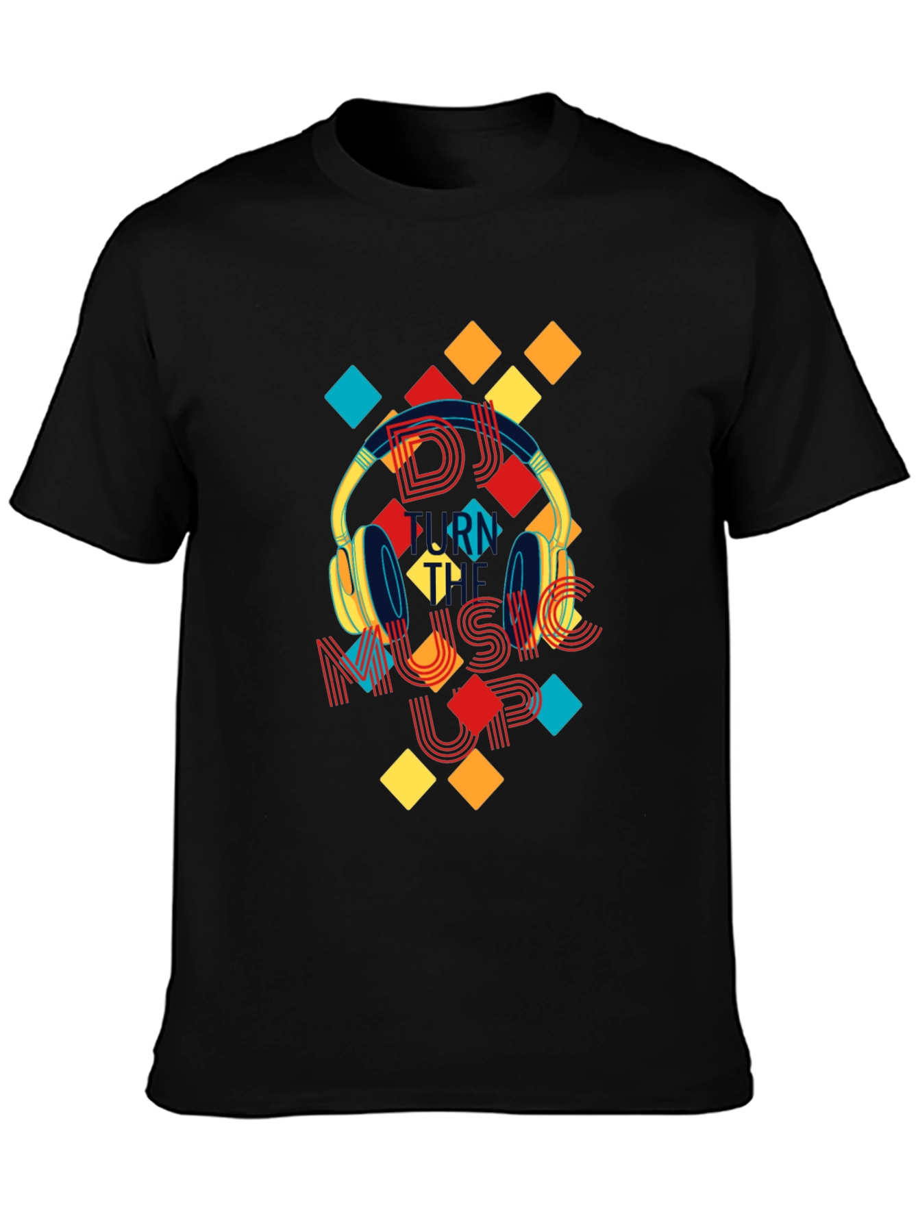 DJ Turn Up Music Graphic Print Black T-Shirt