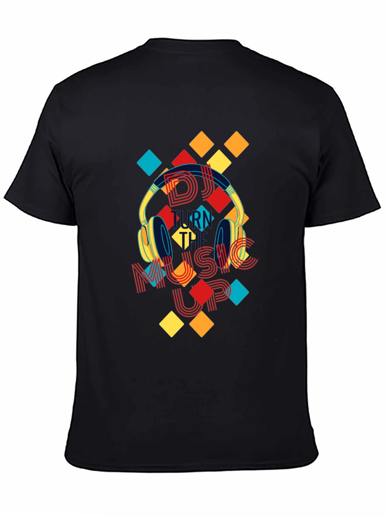 DJ Turn Up Music Graphic Print Black T-Shirt