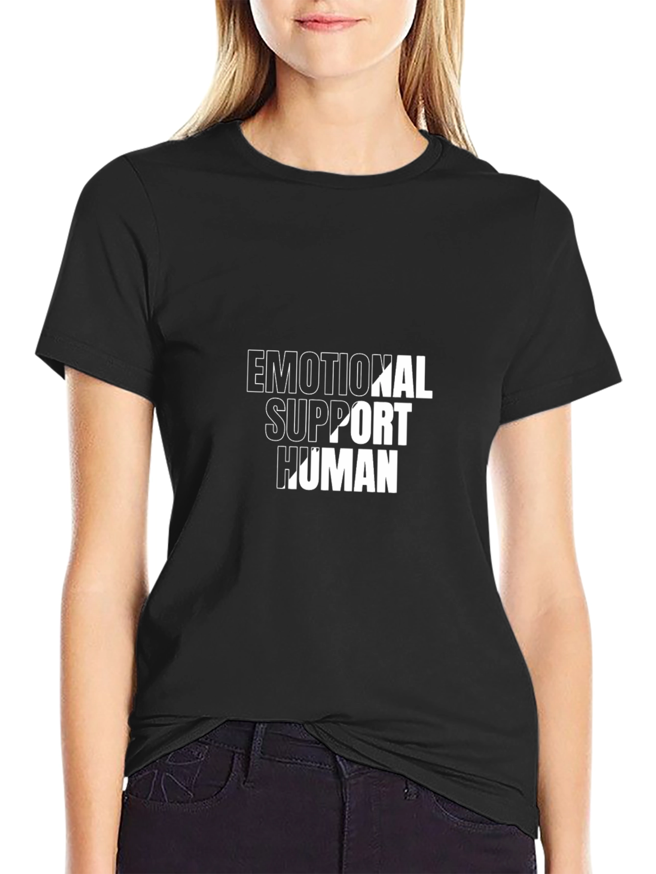 Emotional Support Human T-Shirt - Black Cotton Tee