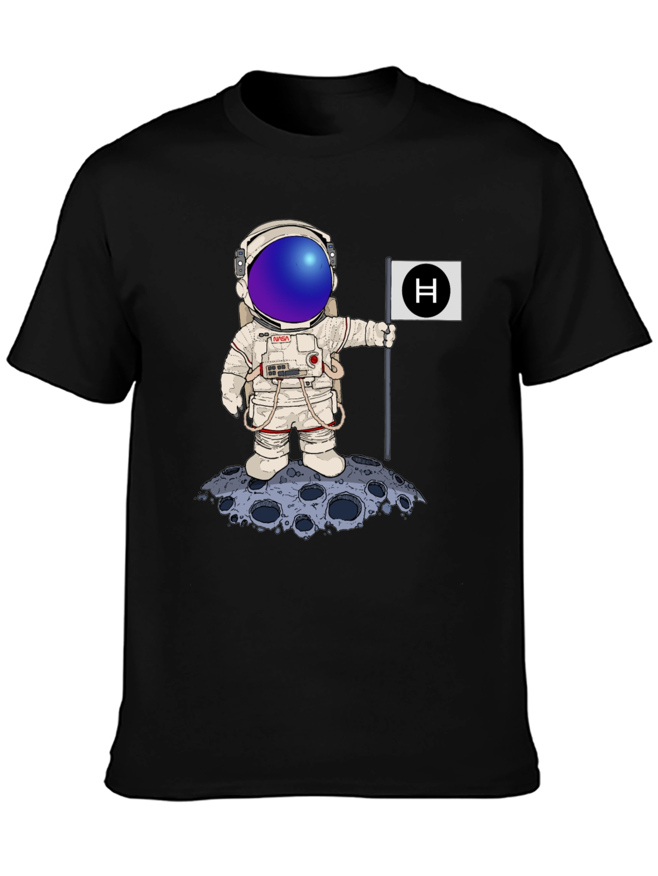 Astronaut Moon Landing Graphic Tee - Black