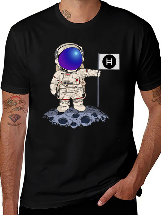 Astronaut Moon Landing Graphic Tee - Black
