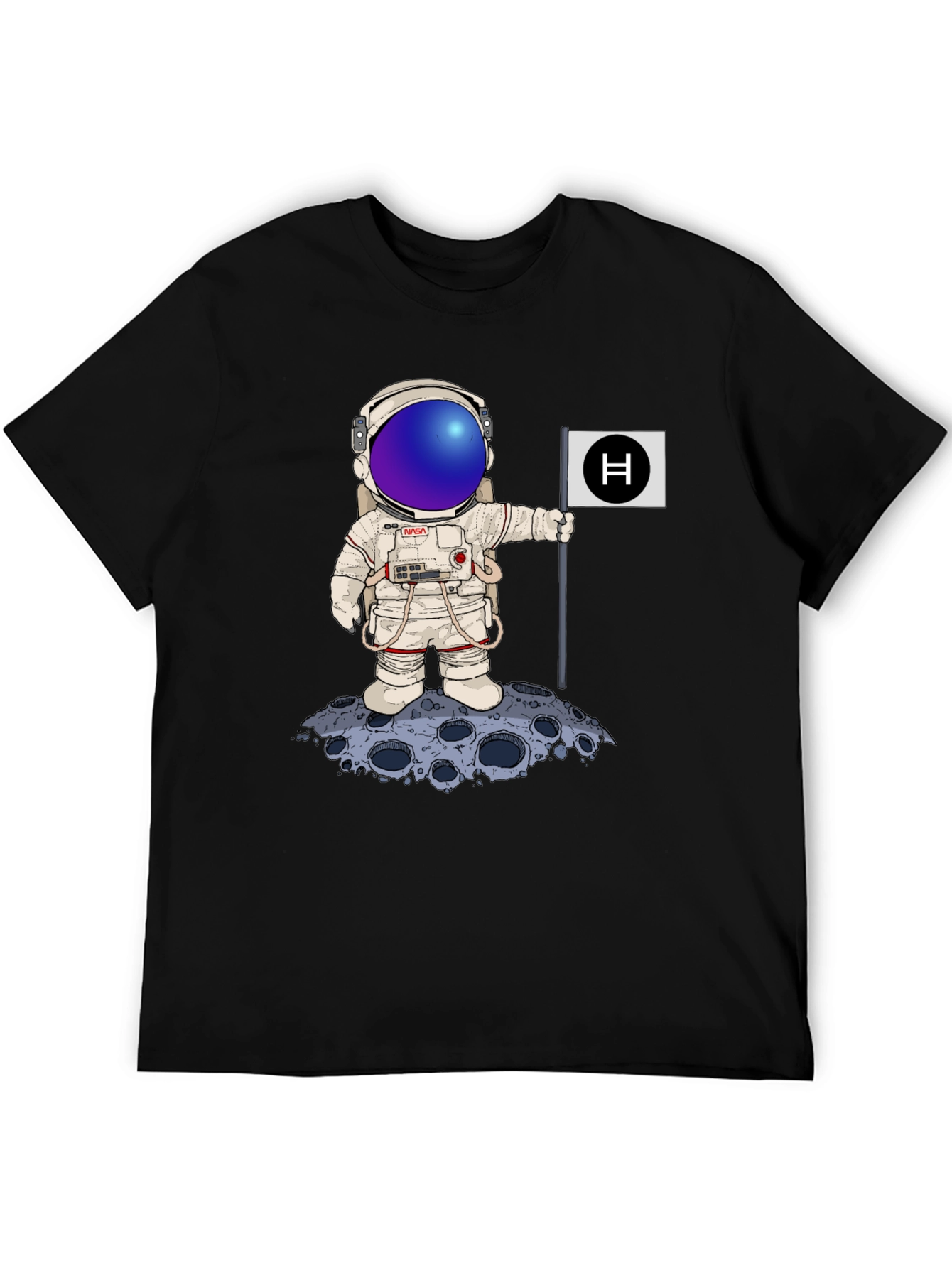 Astronaut Moon Landing Graphic Tee - Black