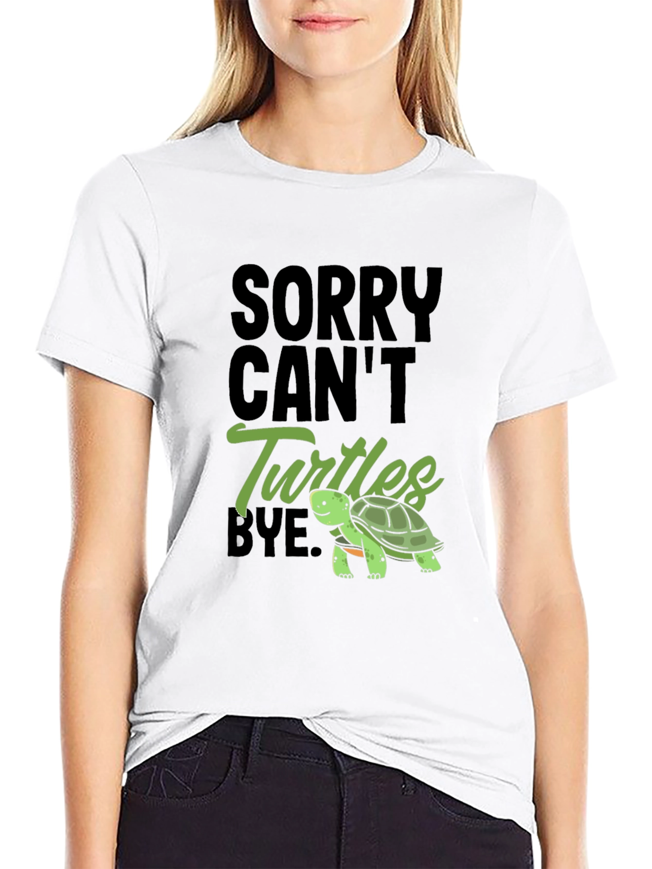 Sorry Cant Turtles Bye Black T-Shirt