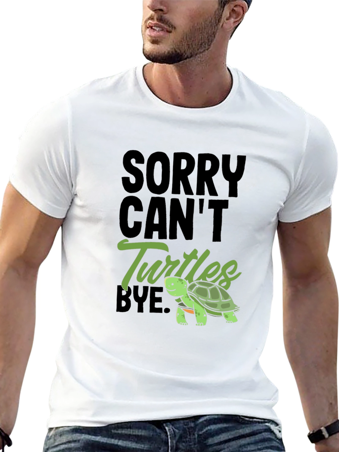 Sorry Cant Turtles Bye Black T-Shirt