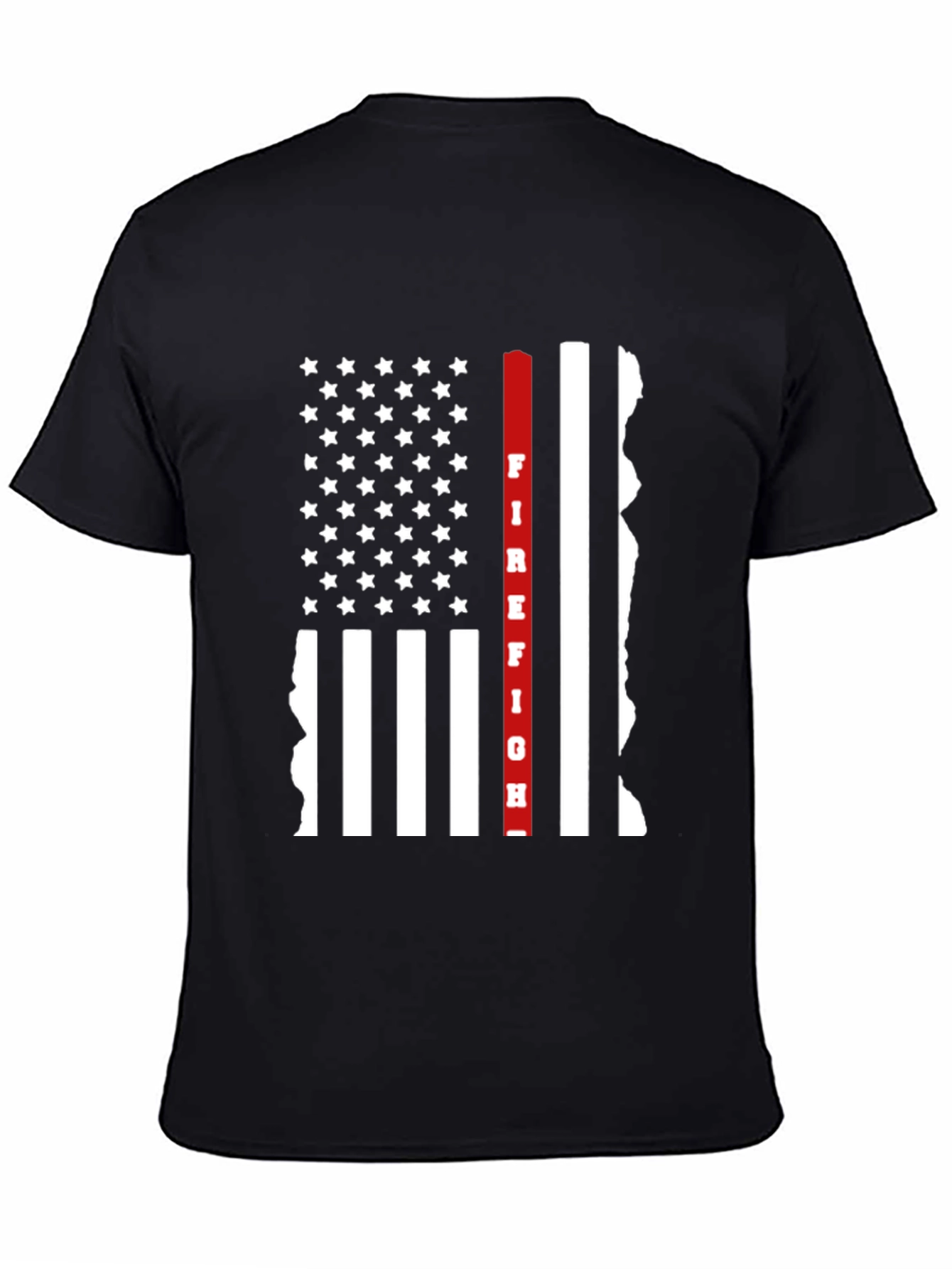 Firefighter Thin Red Line American Flag Graphic T-Shirt