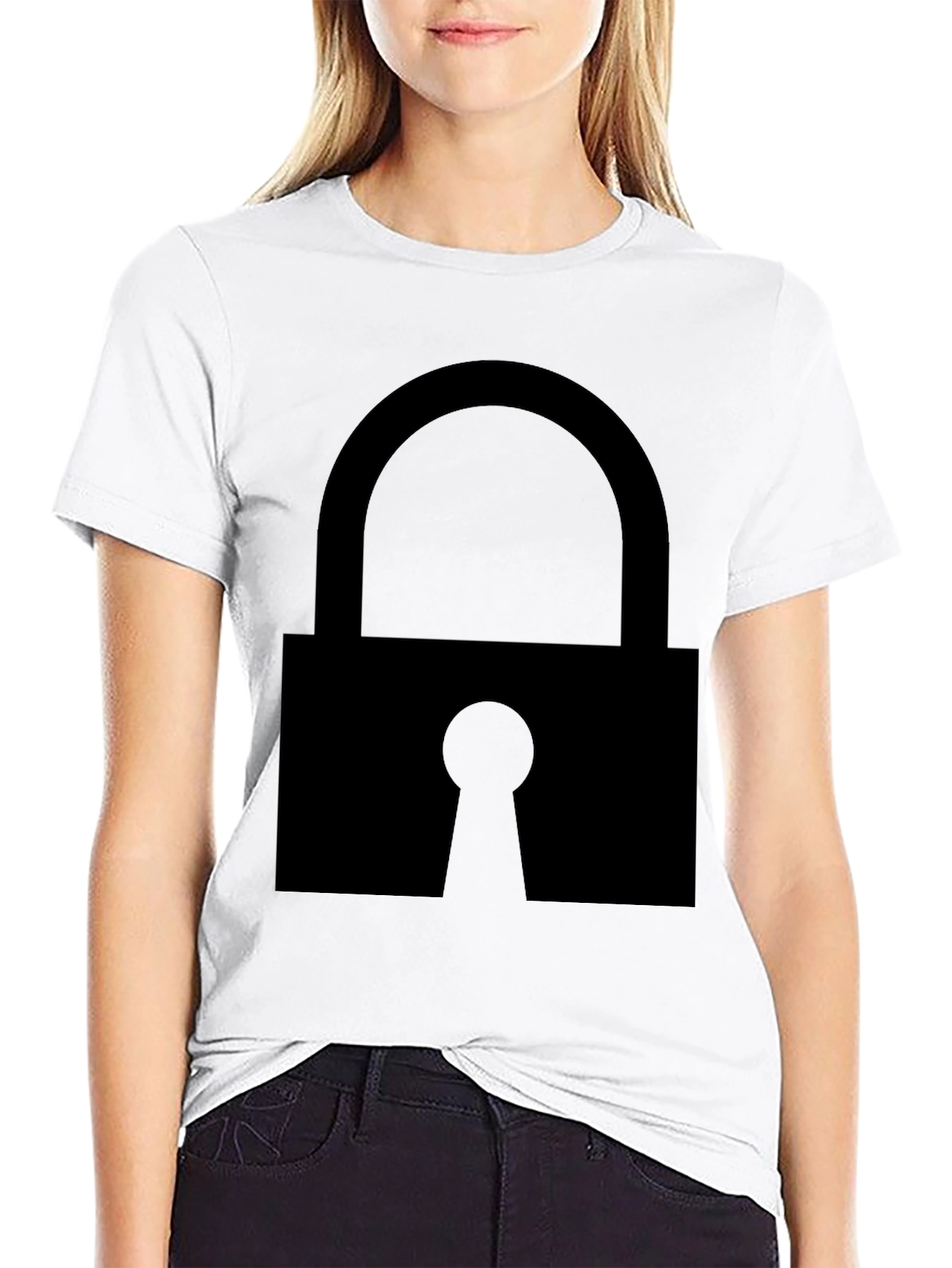 Black Padlock Graphic Tee - Secure Style