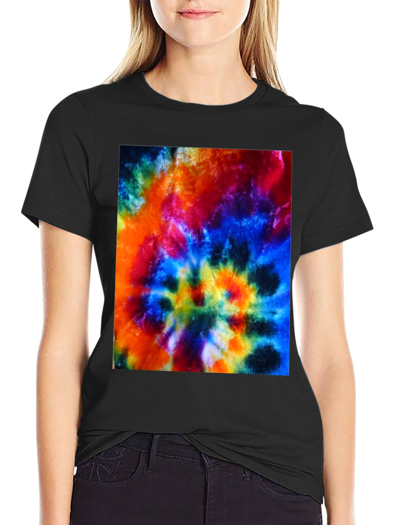 Psychedelic Tie-Dye Graphic Black T-Shirt