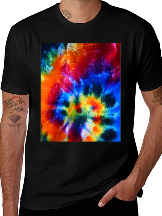 Psychedelic Tie-Dye Graphic Black T-Shirt