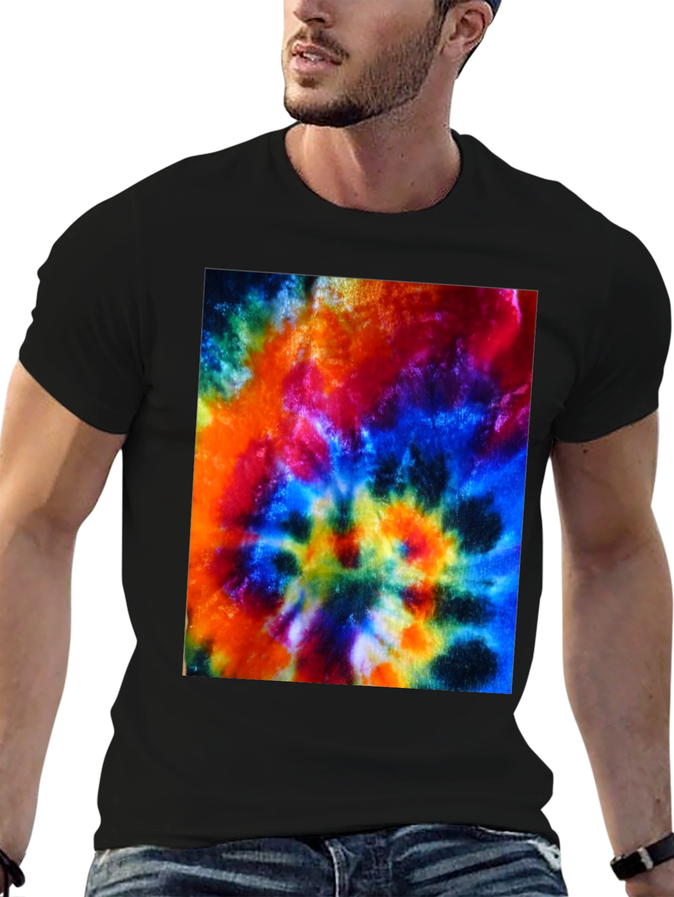 Psychedelic Tie-Dye Graphic Black T-Shirt