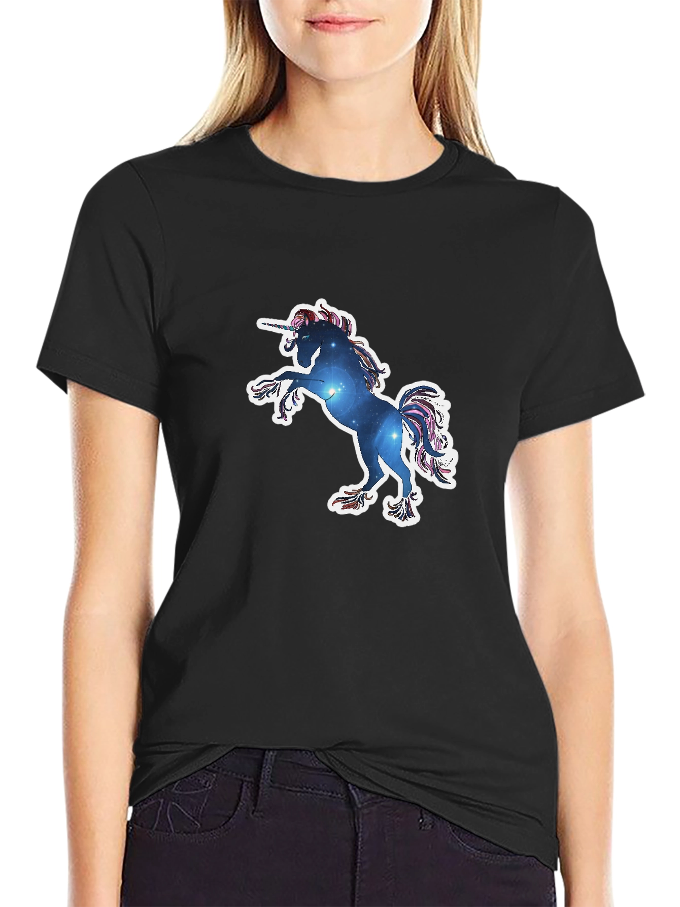 Unicorn Galaxy Graphic Tee - Black