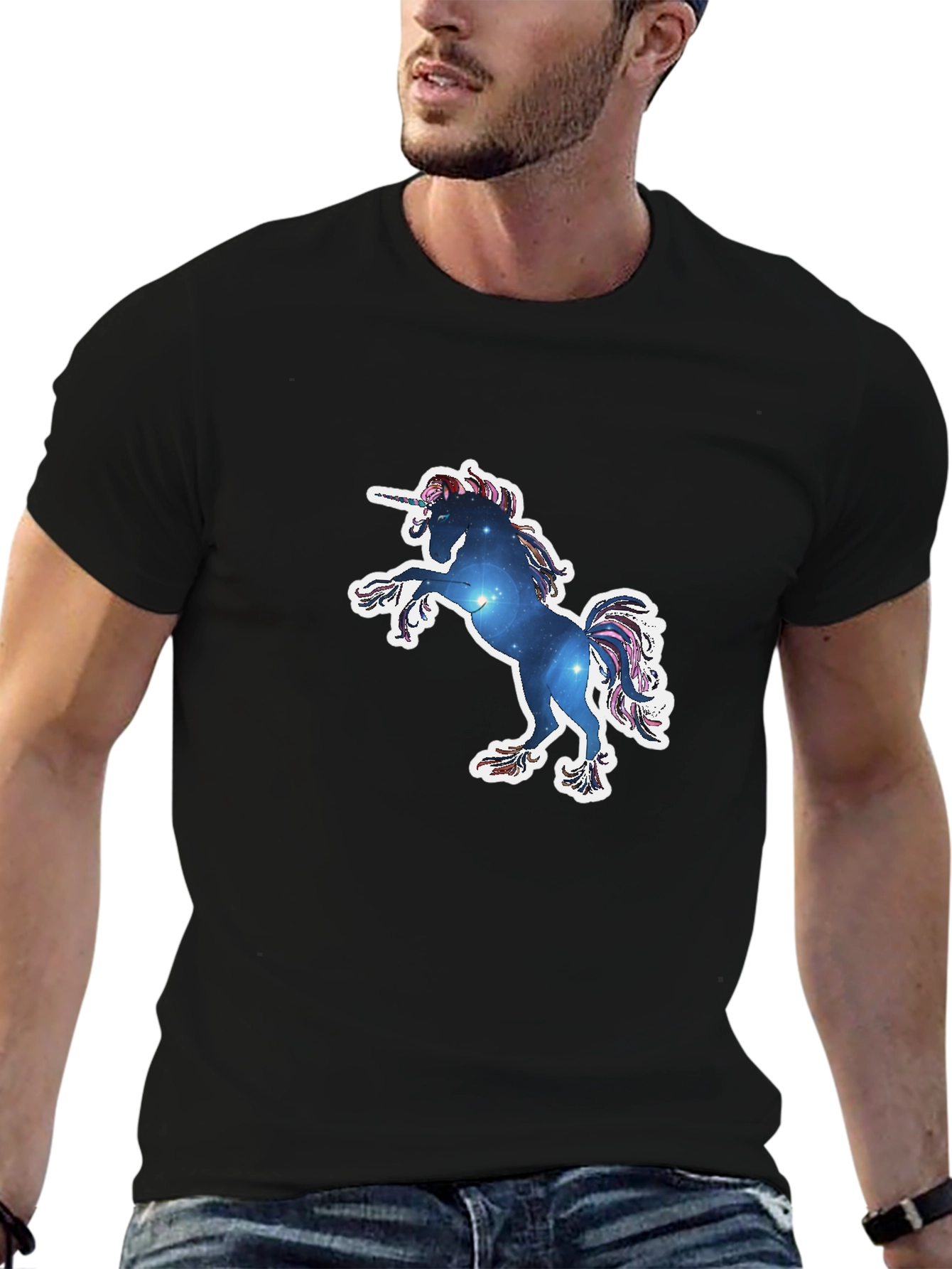 Unicorn Galaxy Graphic Tee - Black