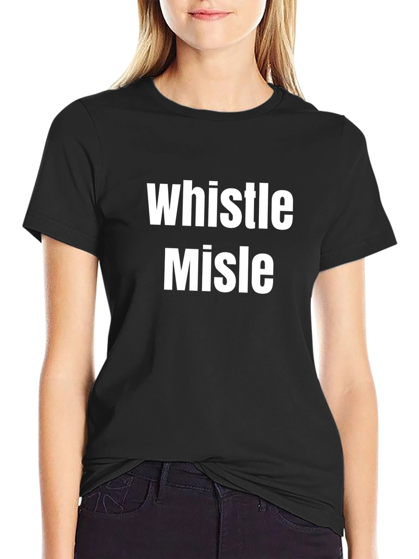Whistle Misle Black Graphic T-Shirt