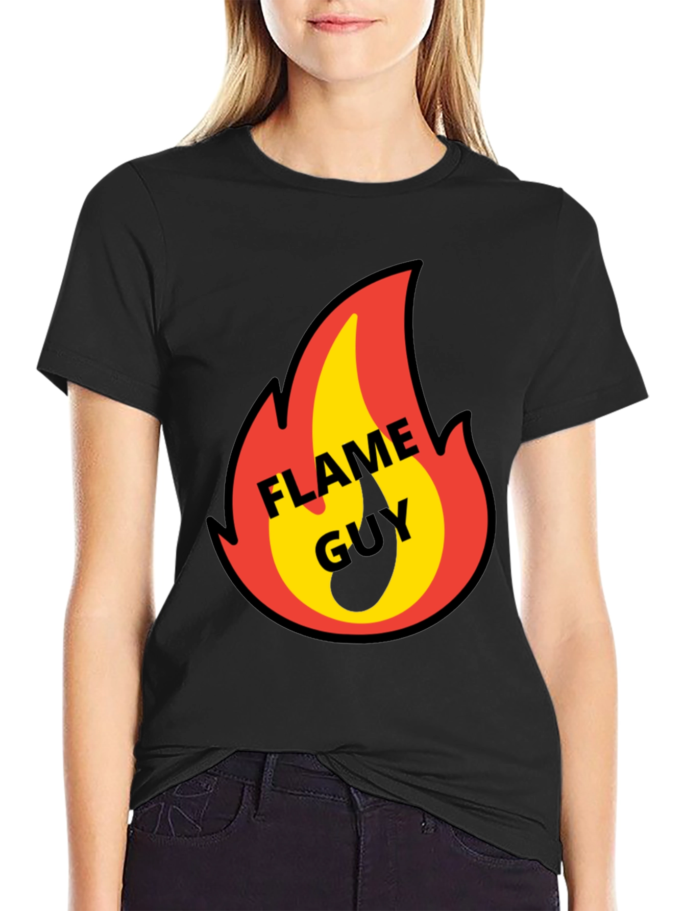 Flame Guy Graphic T-Shirt - Black Cotton Tee