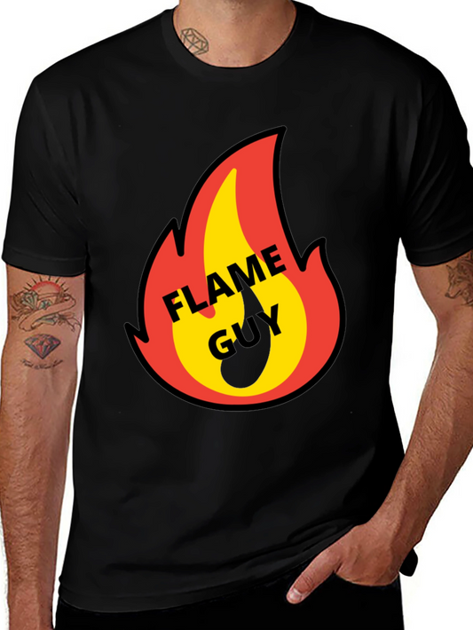 Flame Guy Graphic T-Shirt - Black Cotton Tee