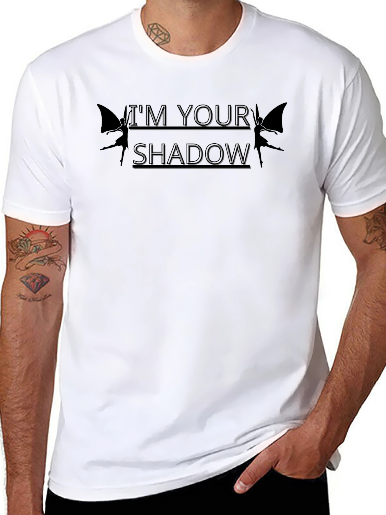 Im Your Shadow Graphic Tee - Black Crew Neck