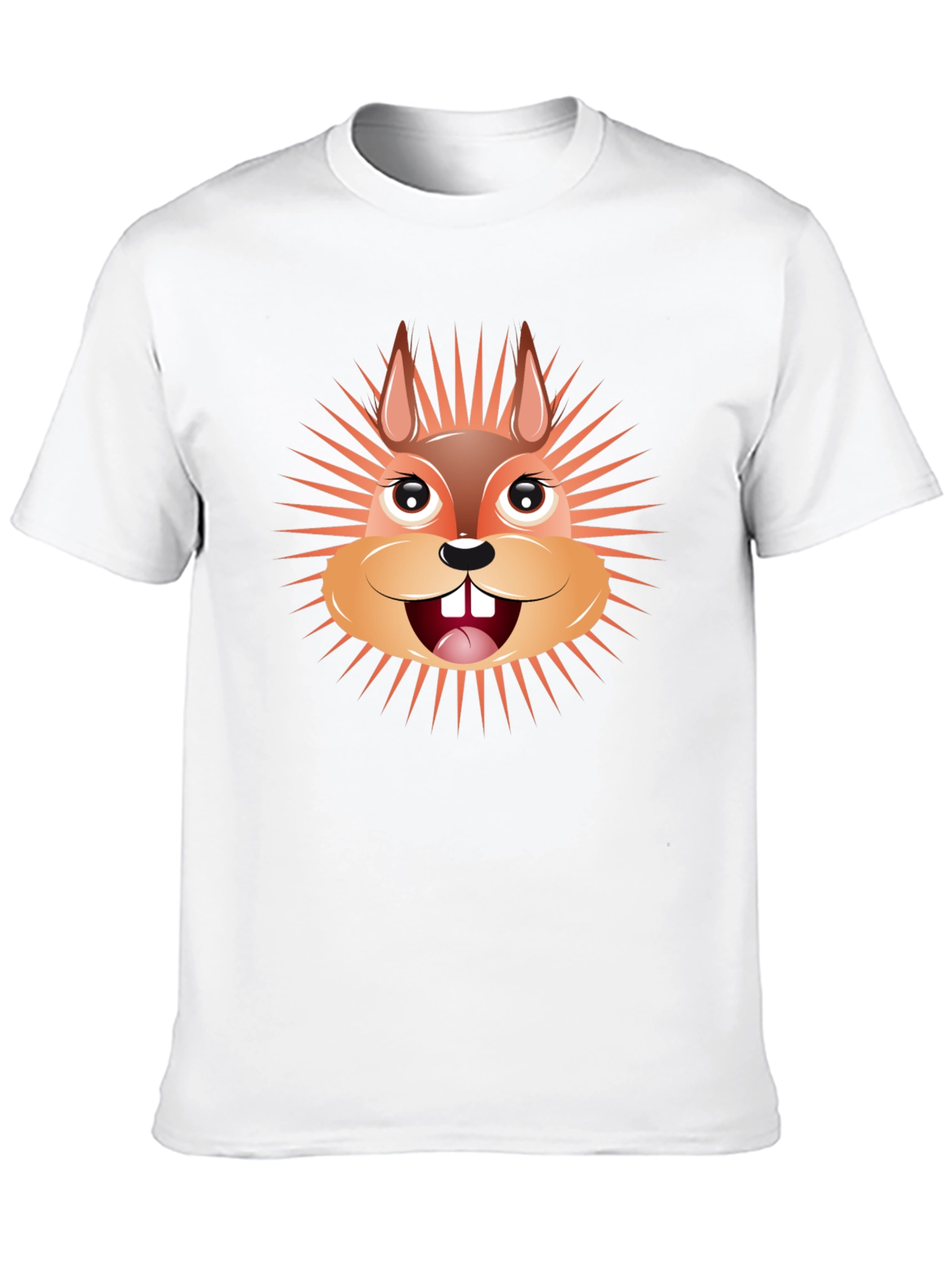 Cartoon Squirrel Graphic Tee - Black Cotton T-Shirt