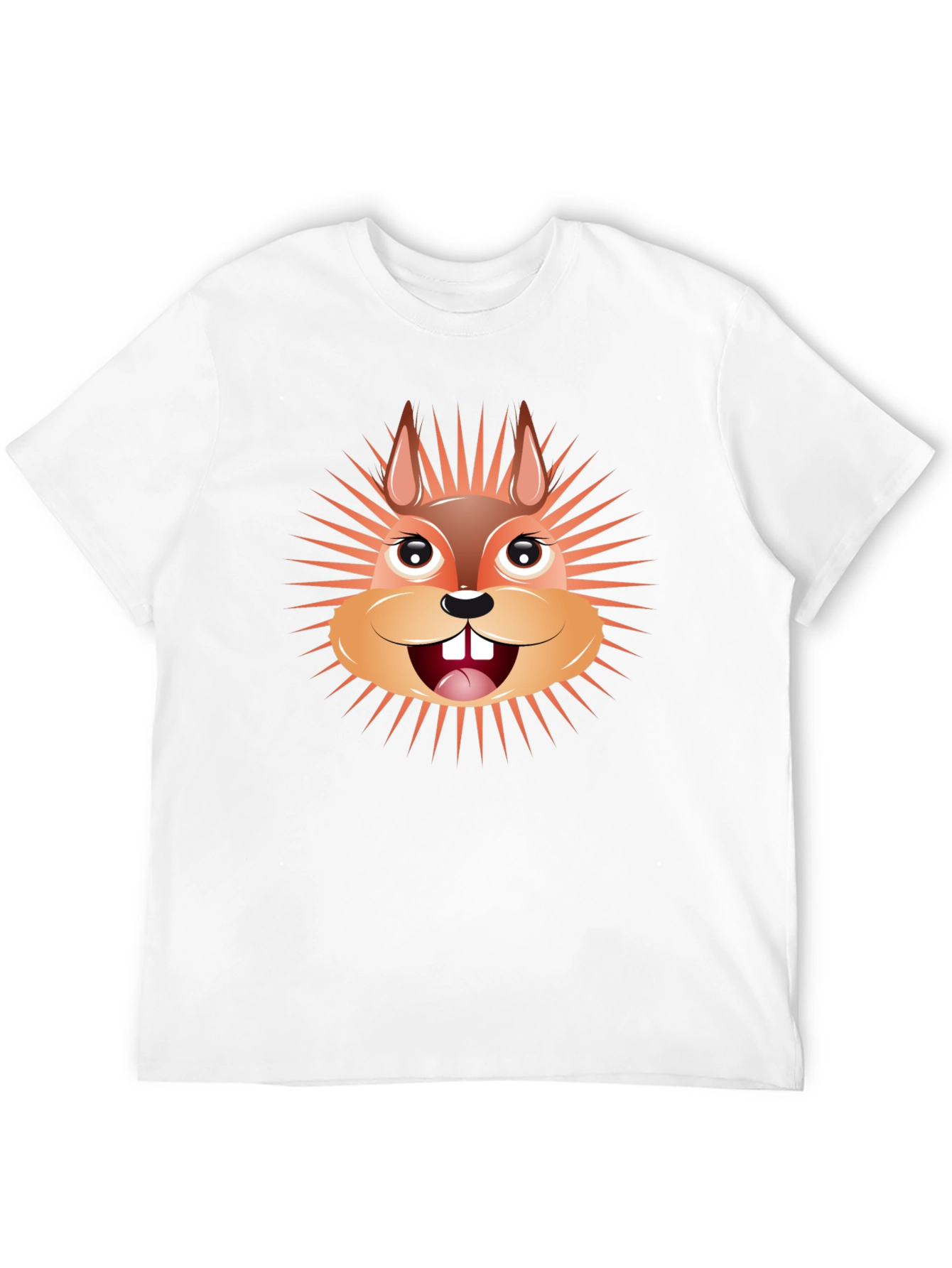Cartoon Squirrel Graphic Tee - Black Cotton T-Shirt