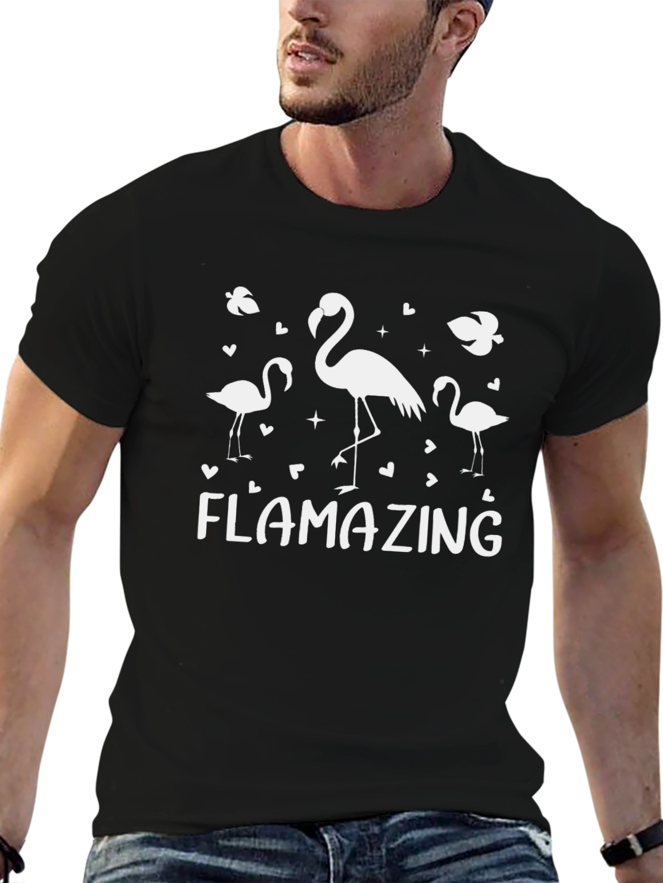 Flamazing Flamingo Graphic Tee - Black Cotton T-Shirt