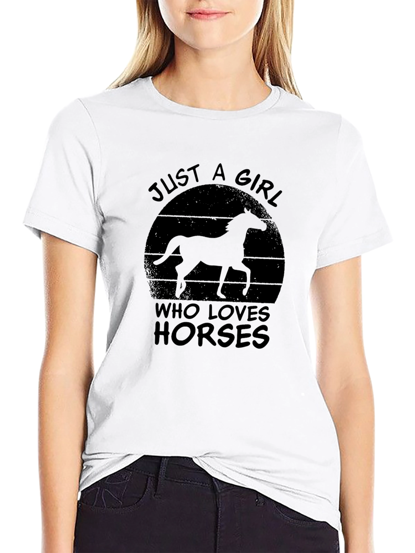 Just A Girl Who Loves Horses Black T-Shirt