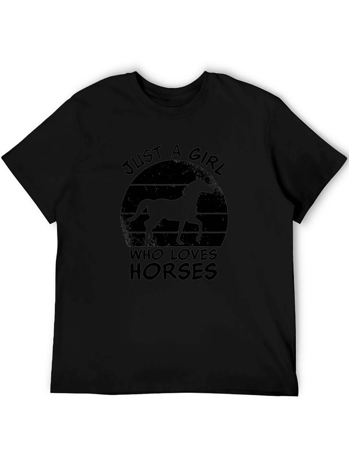 Just A Girl Who Loves Horses Black T-Shirt