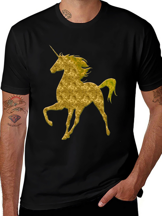 Golden Unicorn Graphic Tee - Black Casual Shirt