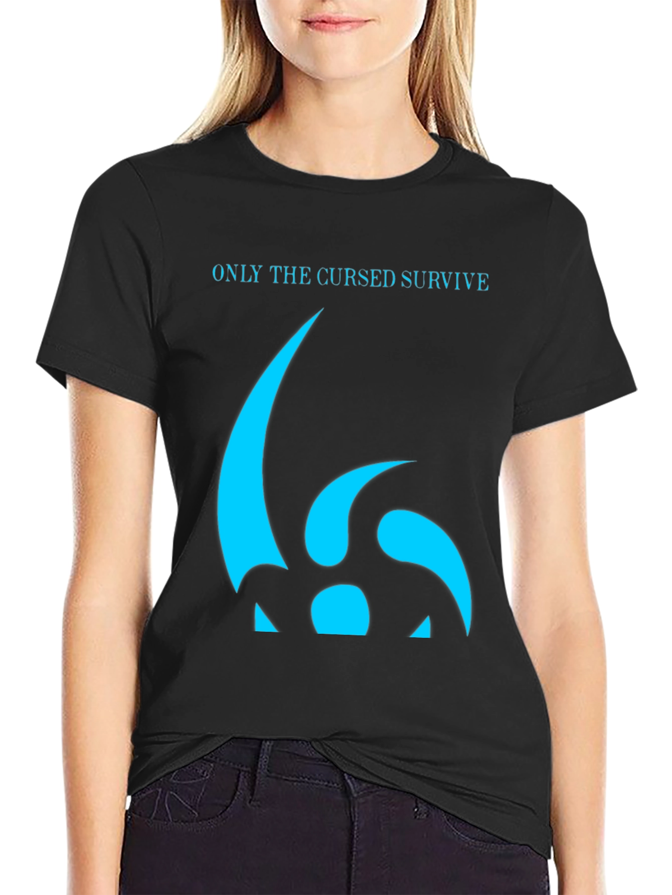 Cursed Survive Graphic Tee - Black Cotton T-Shirt