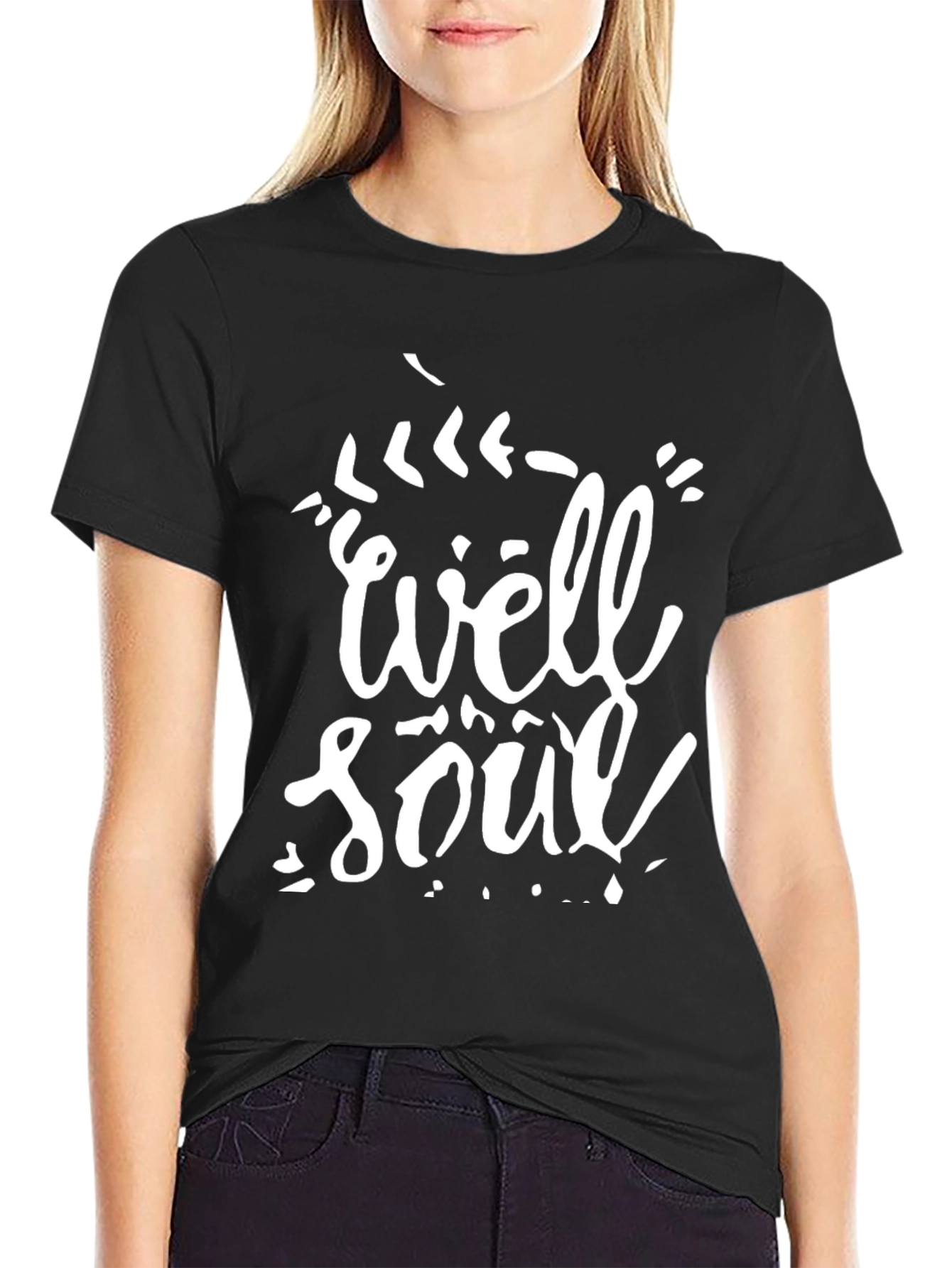 Well Soul Graphic Tee - Black Cotton Casual Shirt