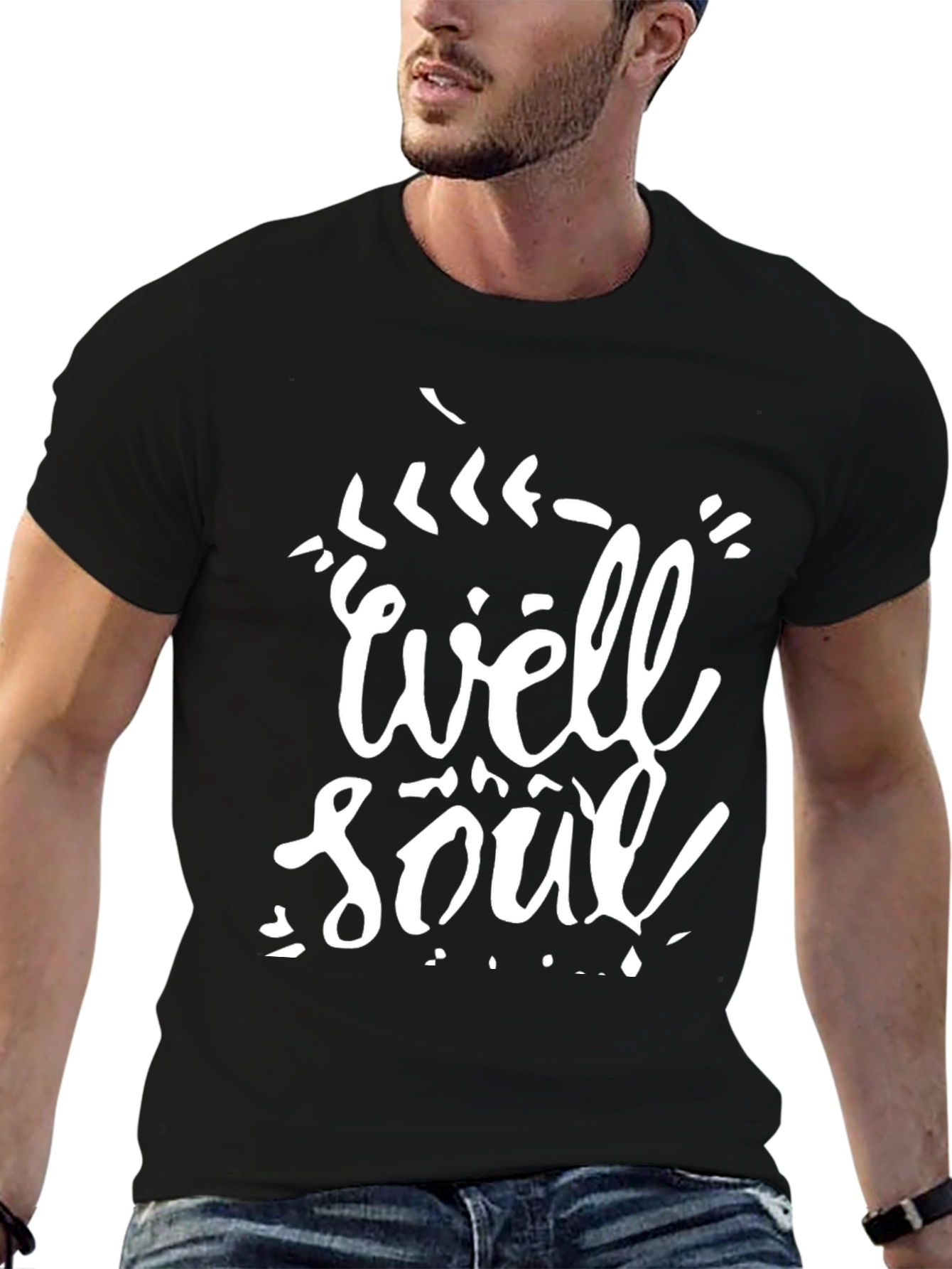Well Soul Graphic Tee - Black Cotton Casual Shirt