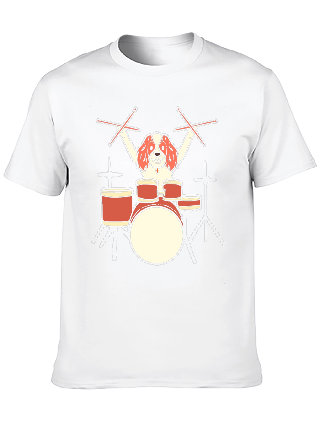 Dog Drummer Graphic T-Shirt - Black Cotton Tee
