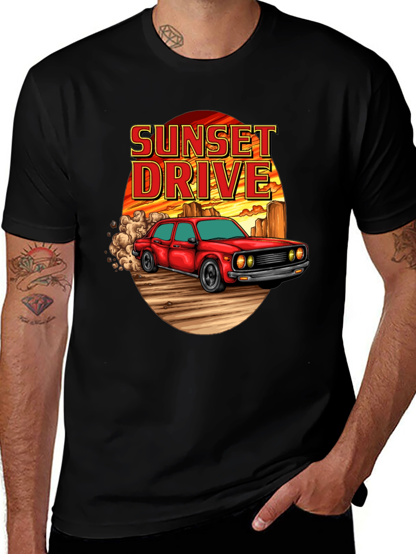 Sunset Drive Graphic T-Shirt - Classic Car Tee