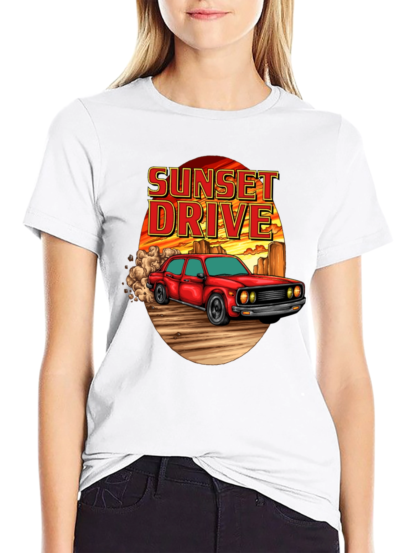 Sunset Drive Graphic T-Shirt - Classic Car Tee