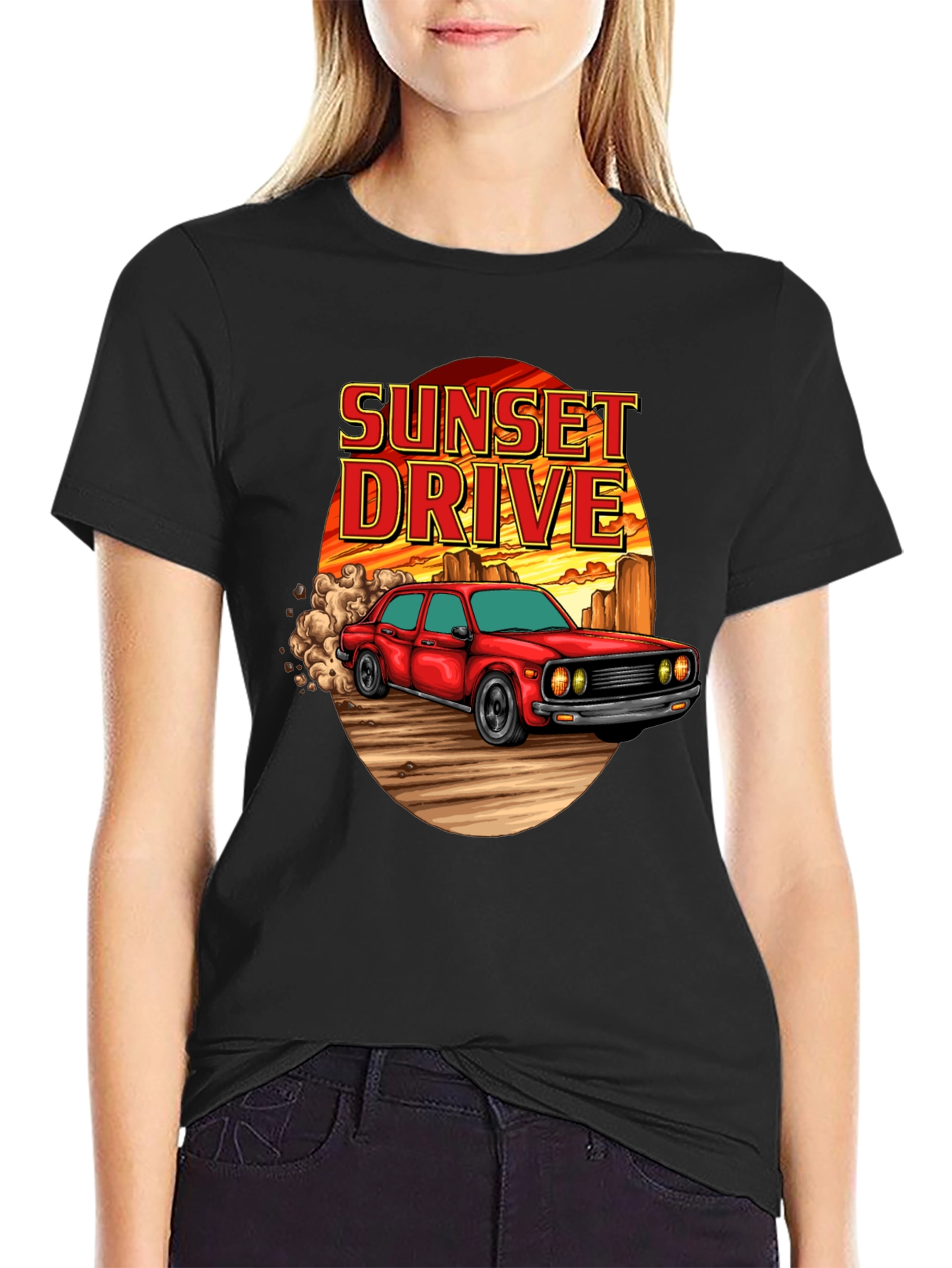 Sunset Drive Graphic T-Shirt - Classic Car Tee